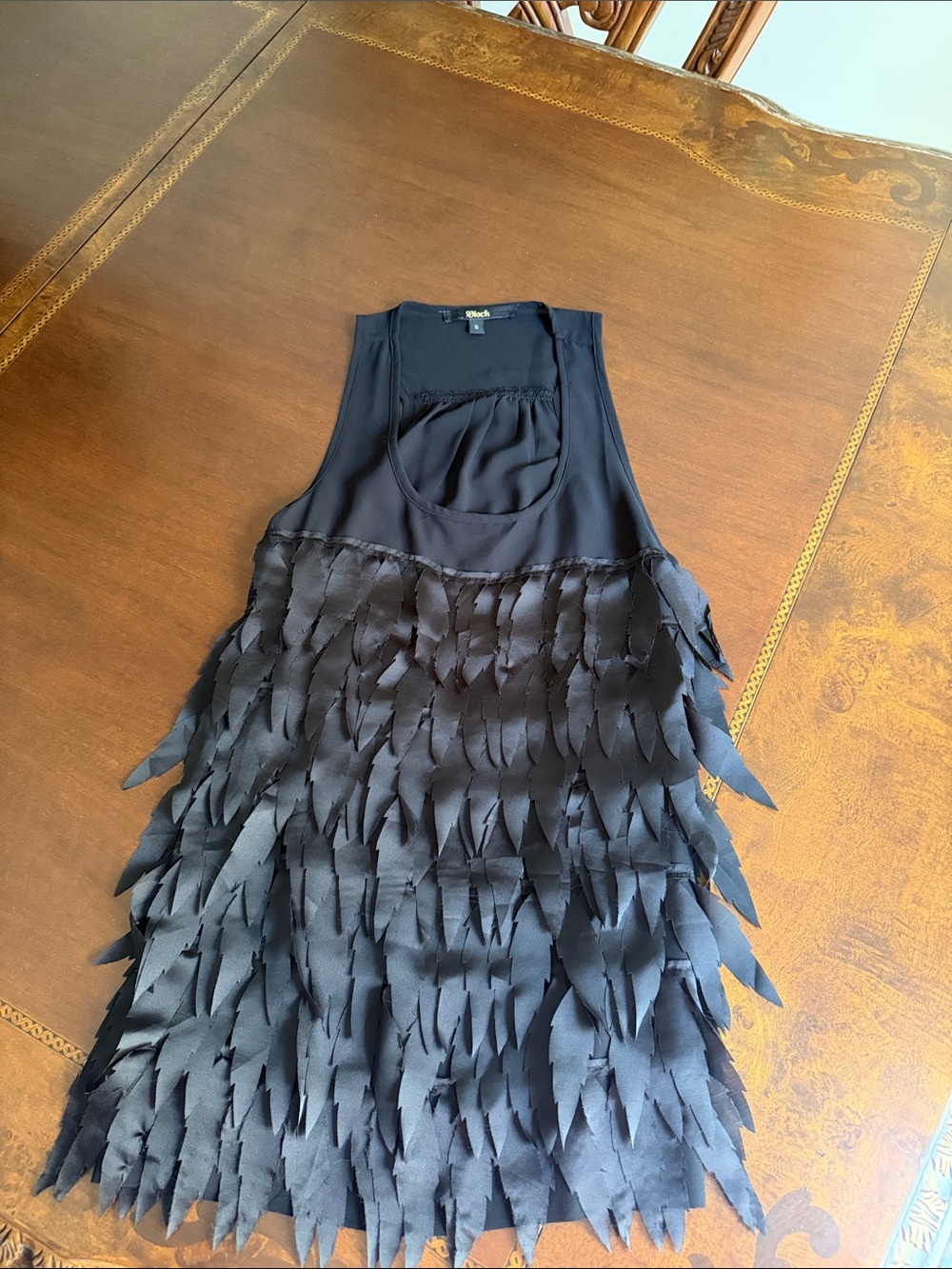 Black Feathered Fringe Tank Top by Black